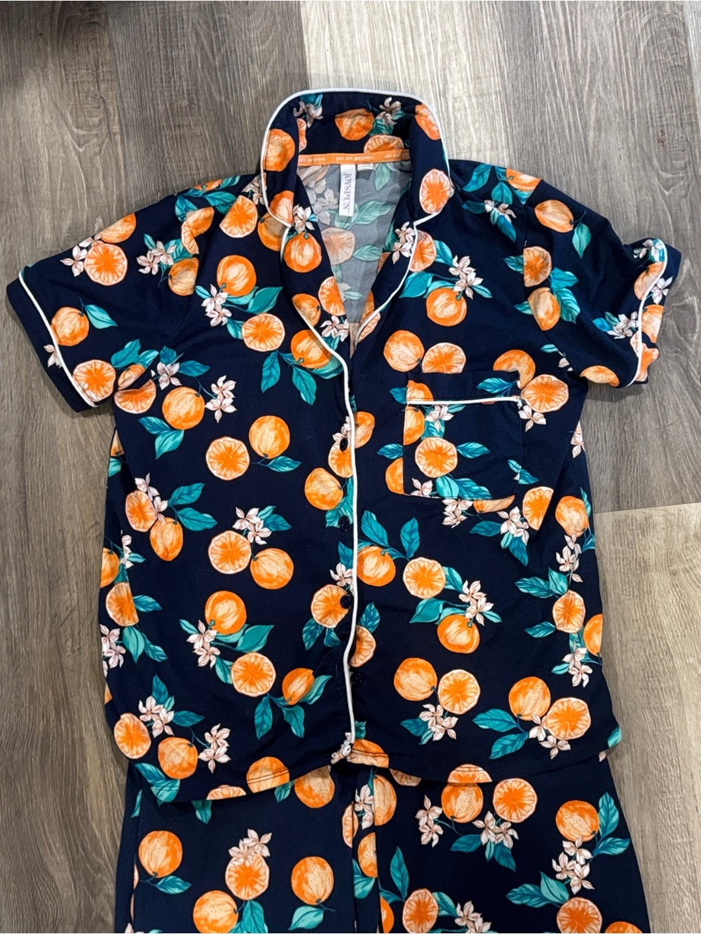 Women’s Navy Orange Citrus Pajama Set - Picture 11 of 12